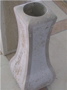 Funeral Vase, Biancone Di Castellammare Beige Limestone Urn, Vase, Bench