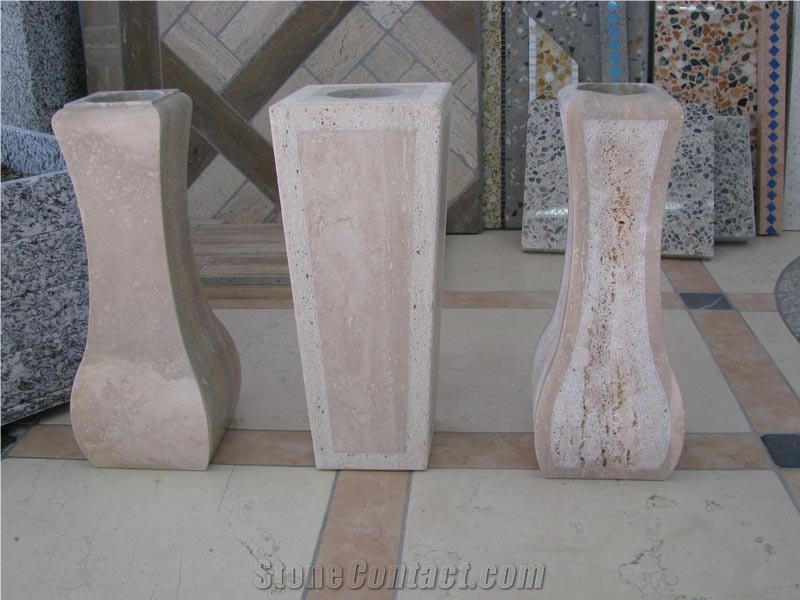 Funeral Vase, Biancone Di Castellammare Beige Limestone Urn, Vase, Bench