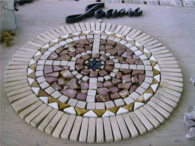 Mixed Natural Stone Mosaic Rosette