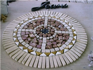 Mixed Natural Stone Mosaic Rosette
