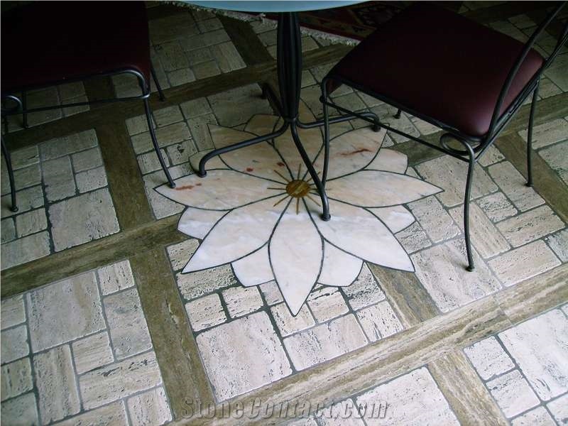 Mixed Natural Stone Mosaic Rosette