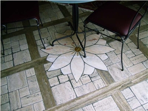 Mixed Natural Stone Mosaic Rosette