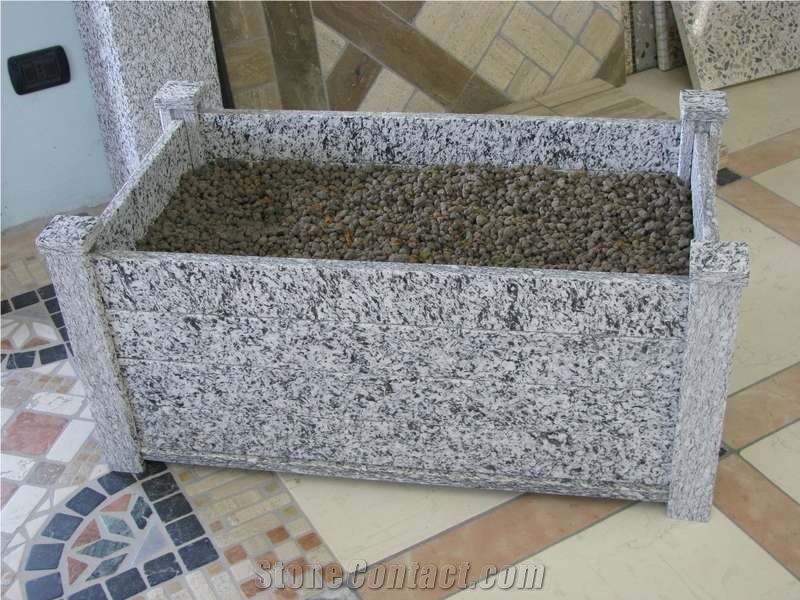 Planters in Serizzo Antigorio, Grey Granite