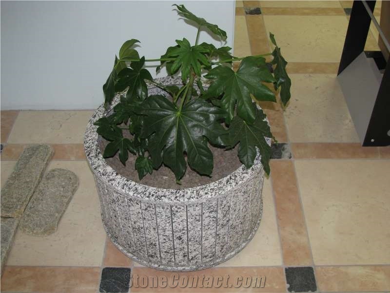 Planters in Serizzo Antigorio, Grey Granite