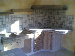 Rustic Kitchen Countertops in Travertino Romano Tu, Travertino Romano Classico Beige Travertine