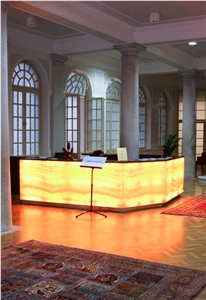 Transparent Onyx Reception Desk, Yellow Onyx Kitchen Countertops
