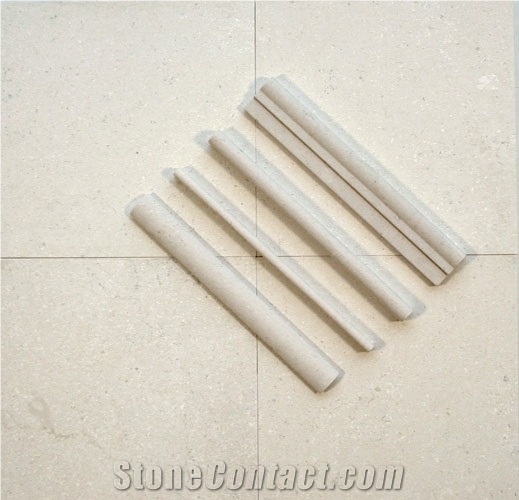 Creme Calais Tiles with Profiles, Spain White Limestone