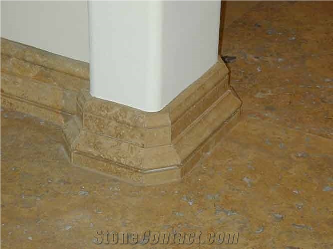 Roman Walnut Chirello Profiles, Travertino Romano Dorato Yellow Travertine Molding, Border