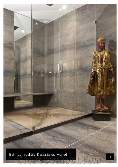 Bath Design with Maron Kesra, Brown Limestone Kitchen Design