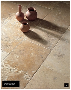 Chateau Flag, France Beige Limestone Slabs & Tiles