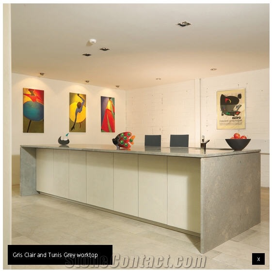Gris Clair and Tunis Grey Worktop, Thala Gris Grey Limestone Kitchen Countertops