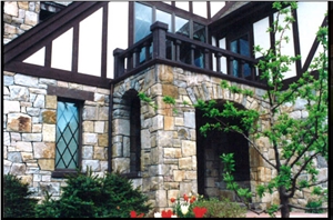 Exterior Charm with Stone Veneers, Beige Sandstone Veneers