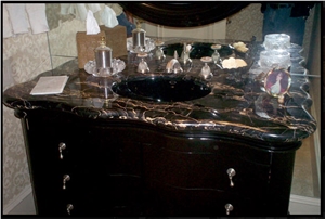 Nero Portoro Marble Bath Top, Black Marble