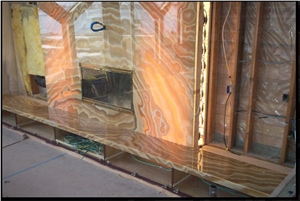 Onyx Pina Fireplace, Yellow Onyx