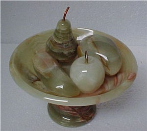 Fruit Dish and Assorted Fruits, Dark Green Onyx Home Decor