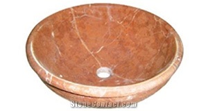 Noshera Pink Sink, Sienna Brown Red Marble