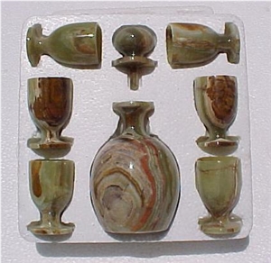 Wine Bottle Set, Multi Green Onyx Home Decor