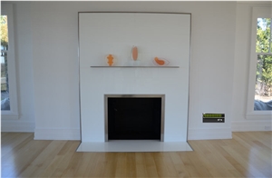 Beige Limestone Fireplace