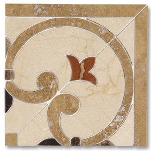 Mosaic Border Line, Botticino Classico Beige Marble
