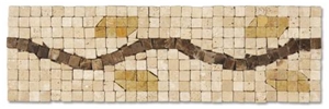 Mosaic Border Line, Botticino Classico Beige Marble