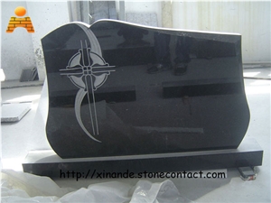 Carved Headstone, Black Diamond Granite Carved Headstone, Black Diamond Granite