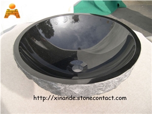 Granite Vessel Sinks, Absolute Black Granite