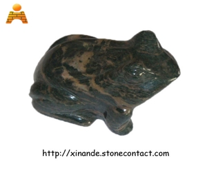 Natural Stone Frog, Green Jadeite Granite