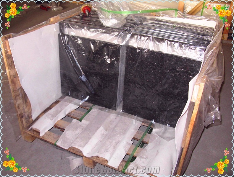 Black Galaxy Granite Tiles Slab