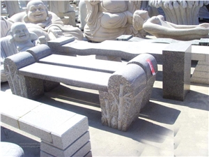 Stone Table and Bench, Yellow Granite Bench