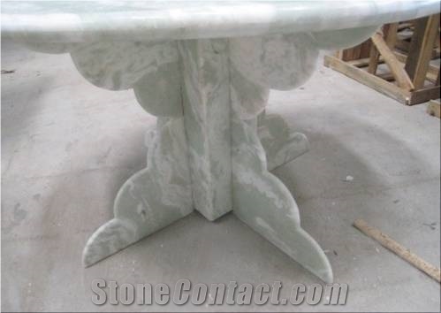 Table - Circle and Curve Cutting, Green Marble Tables