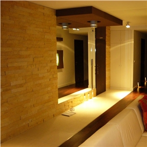 Golden Sandstone Ledge Stone Wall Cladding, Beige Sandstone