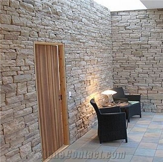Golden Sandstone Ledge Stone Wall Cladding, Beige Sandstone