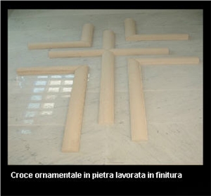 Cross Ornamentale, Pietra Di Noto Beige Limestone Building, Walling