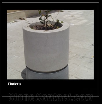 Planter, Trani Biancone Beige Limestone