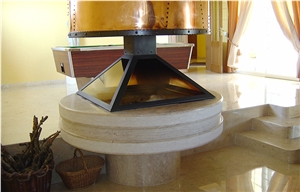 Beige Pacifico Polished Fireplaces, Beige Pacifico Limestone Fireplace