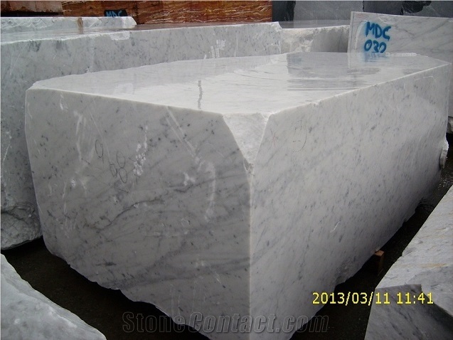 White Carrara Marble, Bianco Gioia White Marble Block
