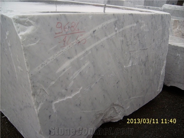 White Carrara Marble, Bianco Gioia White Marble Block