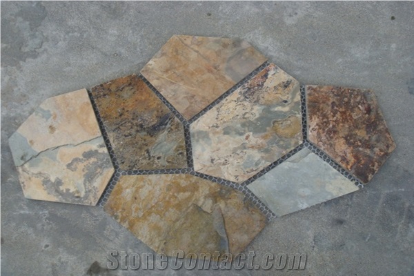 Mesh Slate Flagpaving,Cheap Flagstone with Mesh B