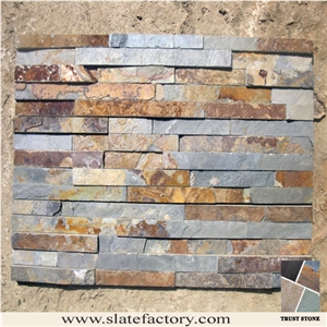 Brown Slate Cultured Stone Wall Cladding, Ledger Stacked Stone Veneer, Thin Ledgestone Veneer