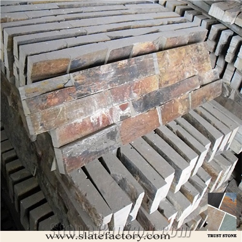 Brown Slate Cultured Stone Wall Cladding, Ledgestone Stacked Stone, Stacked Ledger Stone Veneer