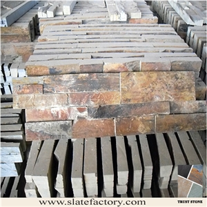 Brown Slate Cultured Stone Wall Cladding, Stacked Stone Panel, Ledger Stone Veneer