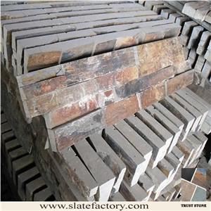 Brown Slate Cultured Stone Wall Cladding, Stacked Stone Panel, Ledger Stone Veneer