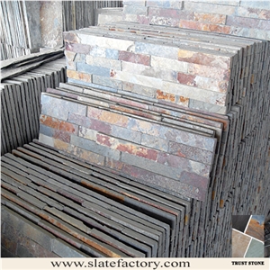 Fireplace Cultured Stone Wall Pattern, Brown Slate Ledger Stacked Stone Panel, Thin Ledgestone Veneer