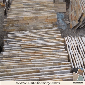Golden Beige Quartzite Cultured Stone, Quartzite Stone Wall Cladding, Stacked Stone Veneer Clearance, Manufactured Stone Veneer, Golden Yellow Quartzite Stacked Stone