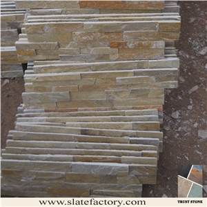 Golden Beige Quartzite More Yellow Less Grey Rectangle Nature Cultured Stone Wall Veneer,Ledger Stone Veneer,Stacked Stone Veneer for Wall Cladding, Veneer Corner