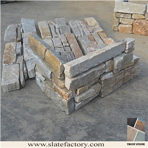Golden Quartzite Corner Cultured Stone Panel,Wall Cladding Panel,Ledge Stone,Veneer,Stacked Stone Wall Veneer Corner