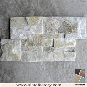 White Quartzite Ledger Stone Wall Panel,Cultured Stone Wall Cladding, Ledger Stacked Stone Veneer, Thin Ledgestone Veneer