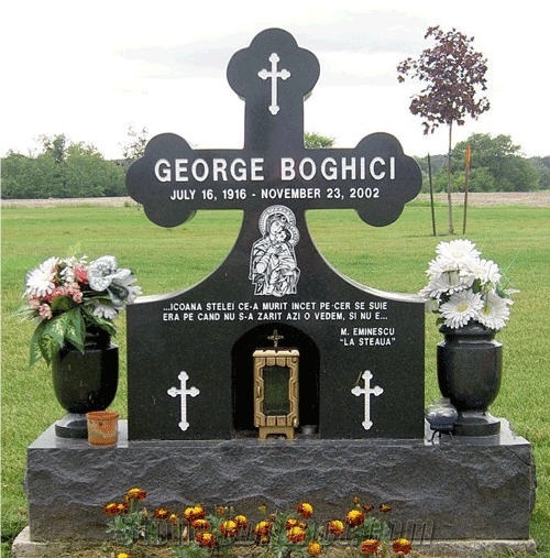 Absolute Black Granite Byzantine Cross Tombstones