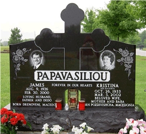 Absolute Black Granite Byzantine Cross Tombstones