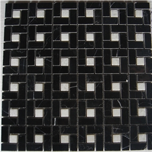 Mosaic Polished Nero Marquina Tcrystal White